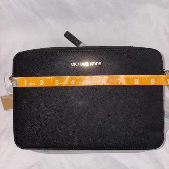 Michael Kors Jet Set Travel Large East/West Crossbody Purse Solid Black Leather - Picture 7 of 9